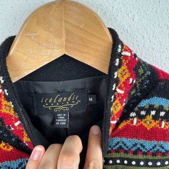 Icelandic Design Wool Embroidered Zip Up Jacket - Picture 3 of 7